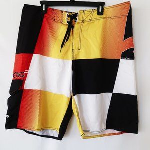Billabong Black Yellow Check Surfer Boardshorts